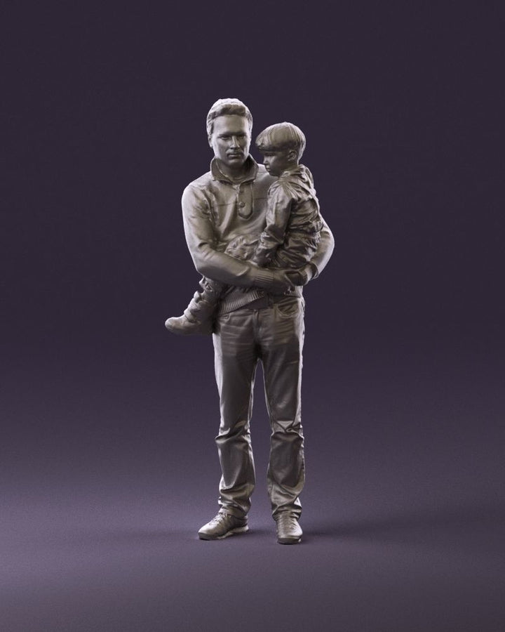 Young Dad With Baby/child In Arms Figure