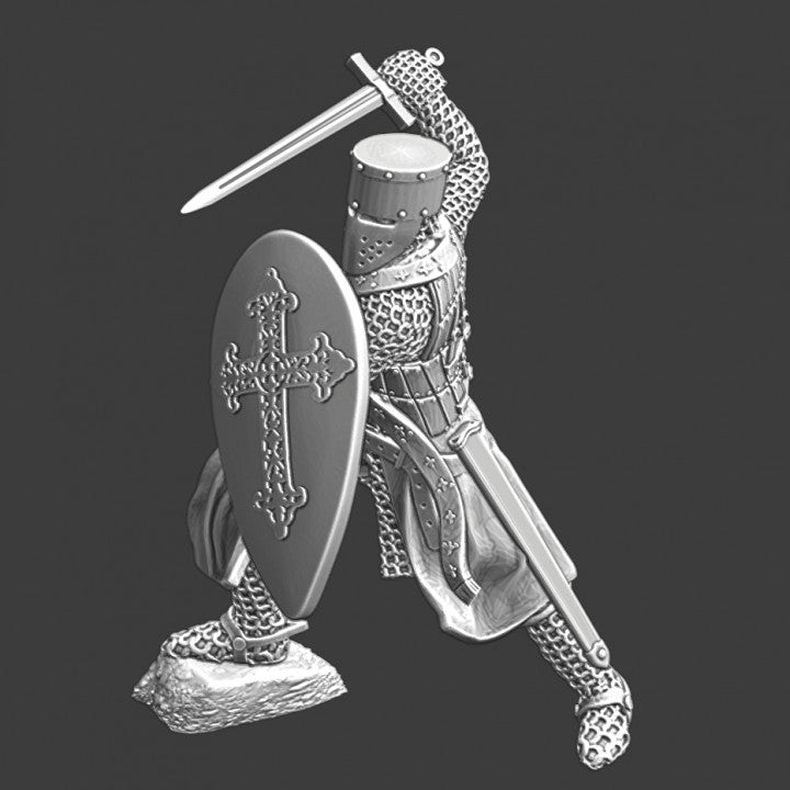 NCM086 Medieval religious knight fighting with sword