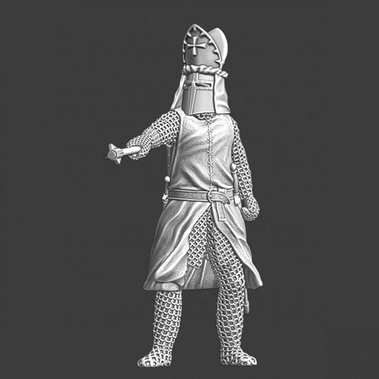 NCM072 Medieval warrior bishop pointing with mace – Scale 3D