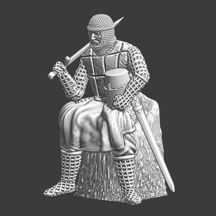 NCM053 Medieval knight sitting and resting