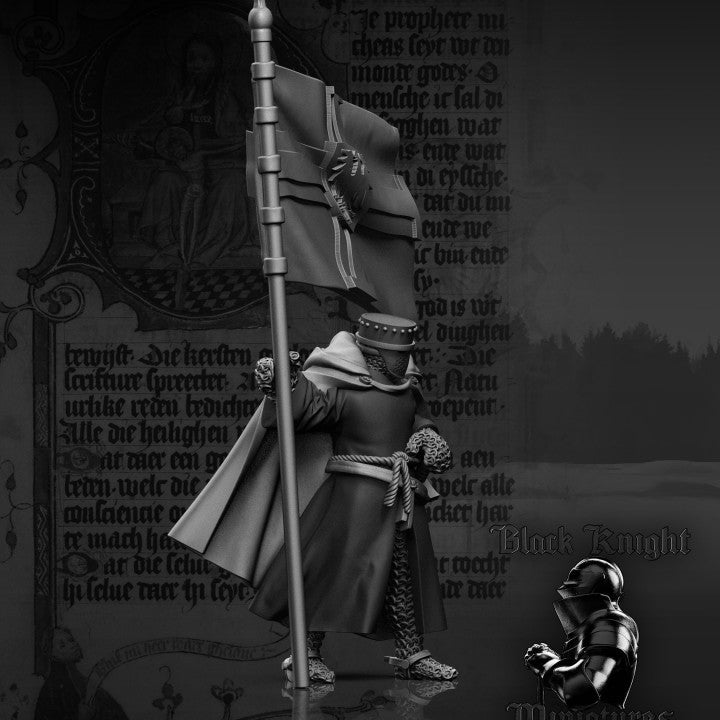 BKM002  28mm 13th century - Teutonic Knight Banner Bearer - Command