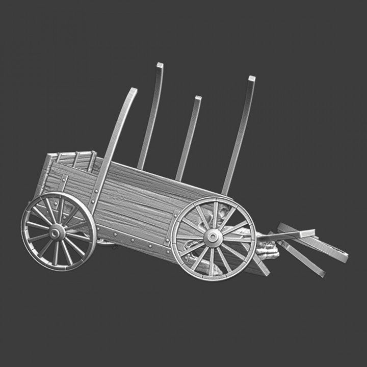 medieval destroyed wagon