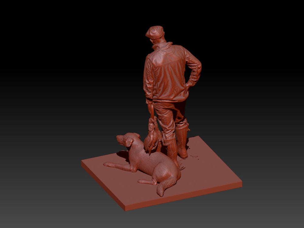 S3Ds0014 Gamekeeper Carrying Pheasants And Labrador Retriever Figure