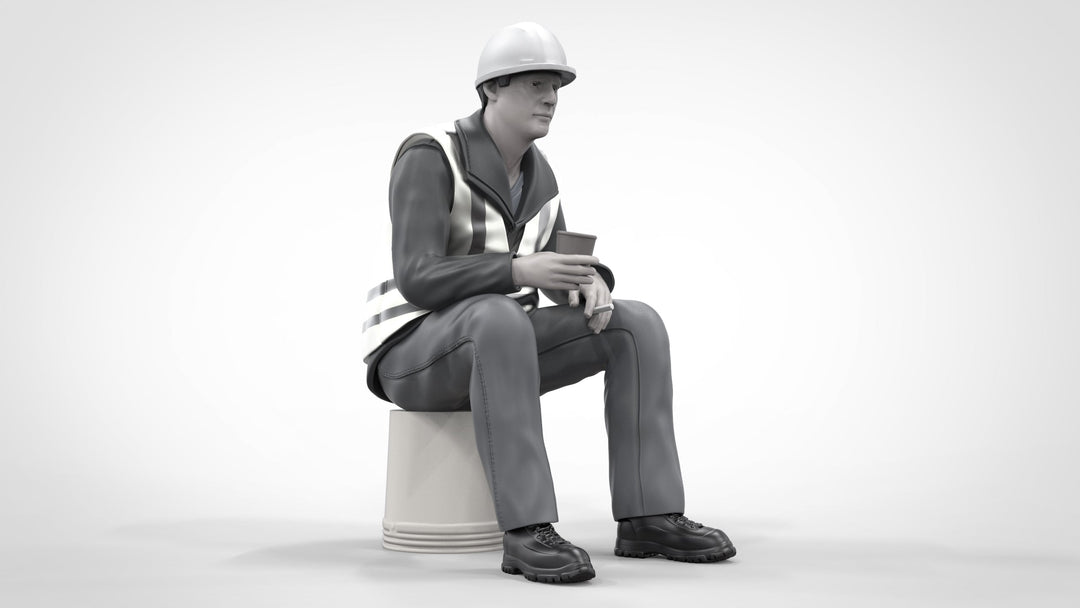 Builder Sitting On Bucket Figure