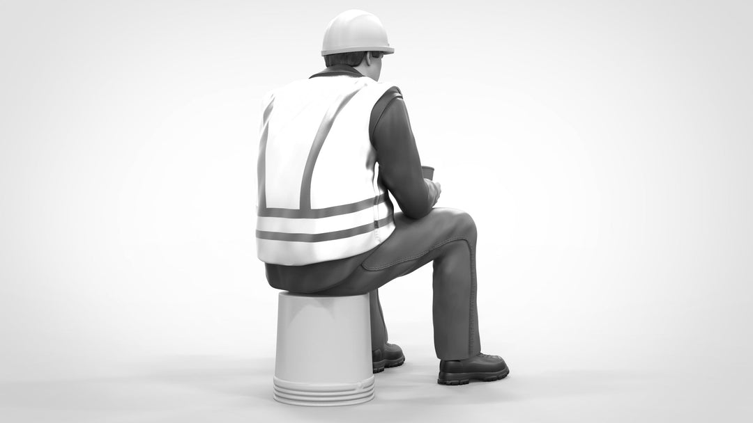 Builder Sitting On Bucket Figure