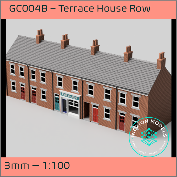 GC004B – 5x Terrace House with Shop Pack 3mm - 1:100 Scale