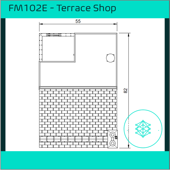 FM102E – Low Relief Terrace Shop HO Scale