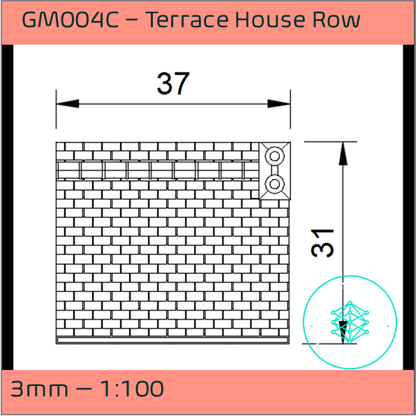 GM004C – Low Relief Terrace House 3mm - 1:100 Scale