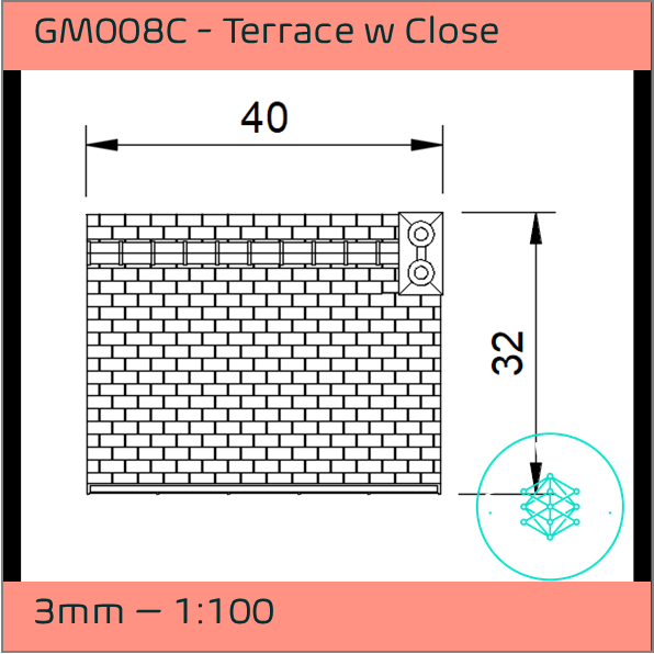 GM008C – Low Relief Terrace House w Close TT Scale