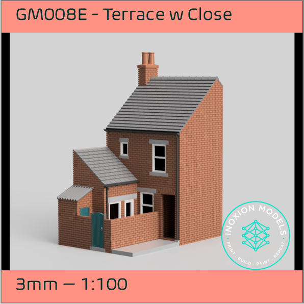 GM008E – Low Relief Terrace House w Close 3mm - 1:100 Scale