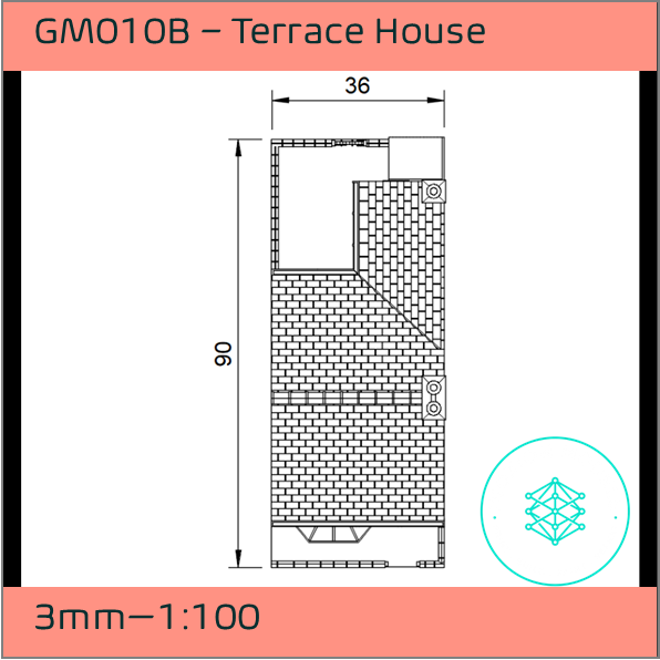 GM010B – Terrace House 3mm - 1:100 Scale