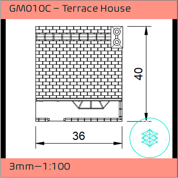 GM010C – Low Relief Terrace House 3mm - 1:100 Scale