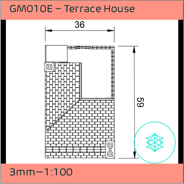 GM010E – Low Relief Terrace House 3mm - 1:100 Scale