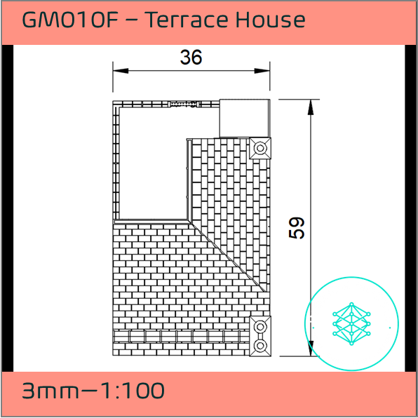 GM010F – Low Relief Terrace House 3mm - 1:100 Scale