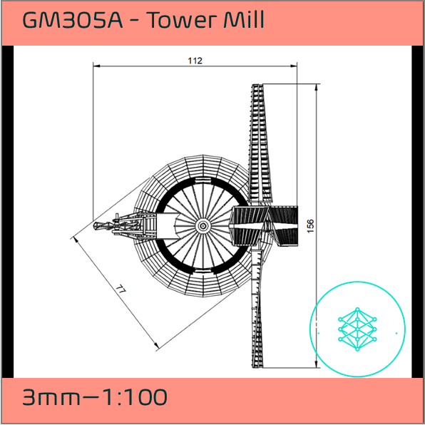 GM305A – Tower Windmill 3mm - 1:100 Scale