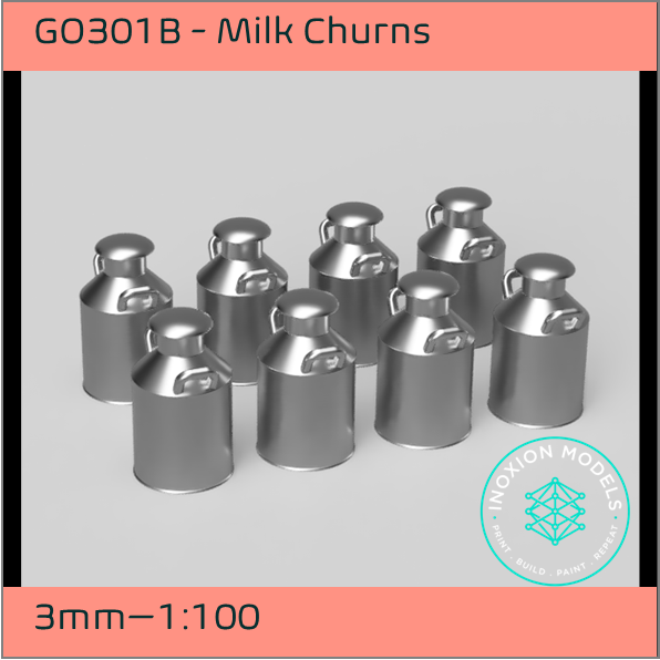 GO301B – Small Milk Churns 3mm - 1:100 Scale