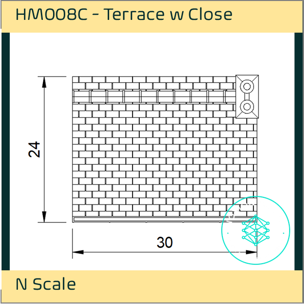 HM008C – Low Relief Terrace House w Close N Scale