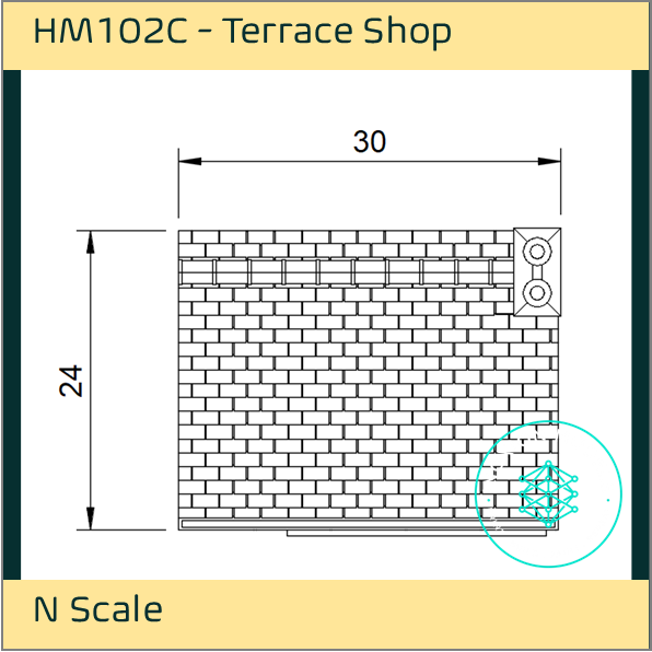 HM102C – Low Relief Terrace Shop N Scale