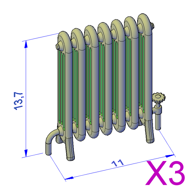 Cast Iron Multi Panel Radiator set - RH-0001-S-76