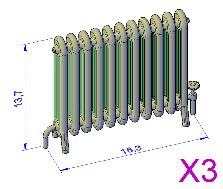 Cast Iron Multi Panel Radiator set - RH-0001-S-76