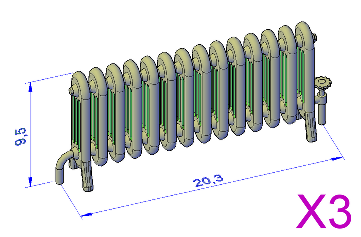 Cast Iron Multi Panel Radiator set - RH-0001-S-76