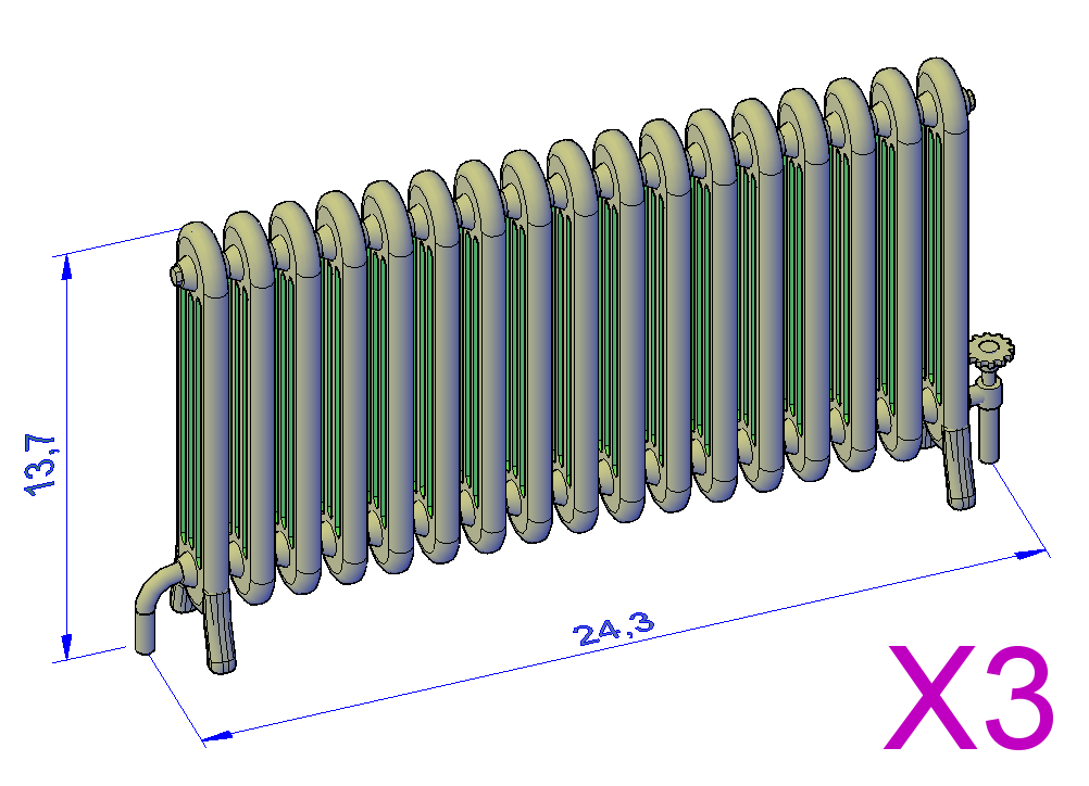 Cast Iron Multi Panel Radiator set - RH-0001-S-76