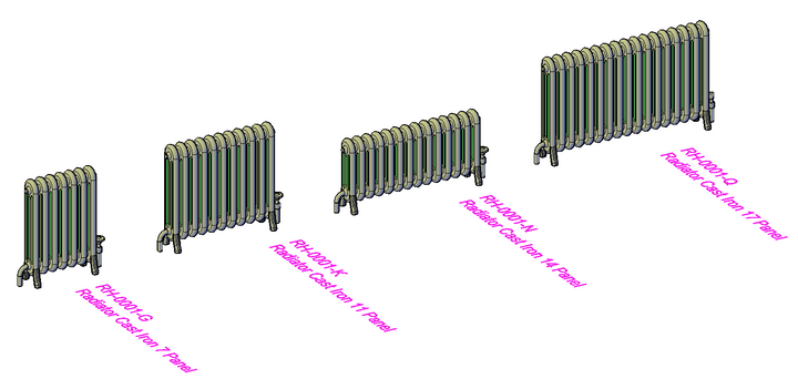 Cast Iron Multi Panel Radiator set - RH-0001-S-76