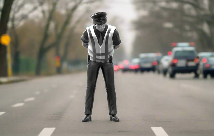 Male Traffic Policeman Armed/unarmed Leaning Over Talking B Figure