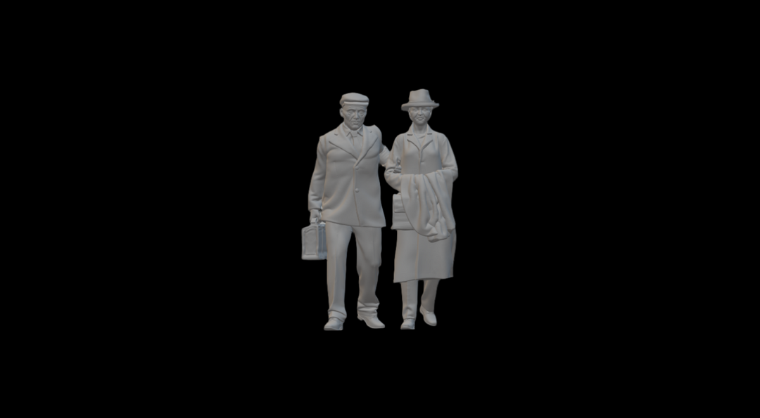 1940S Style Pensioners Walking Arm In Figure