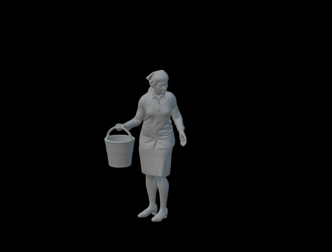 1940S Style Housewife With Bucket Figure