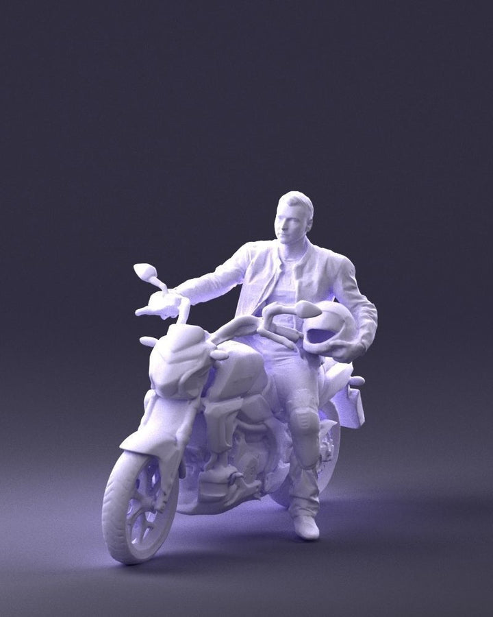 Motorcyclist Sitting On Motorbike Figure