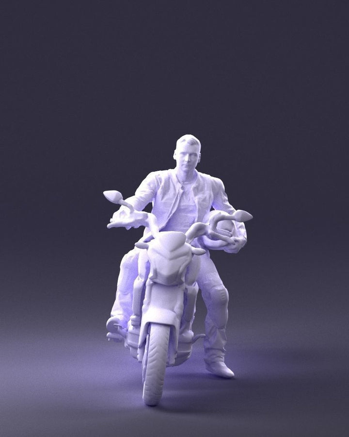 Motorcyclist Sitting On Motorbike Figure