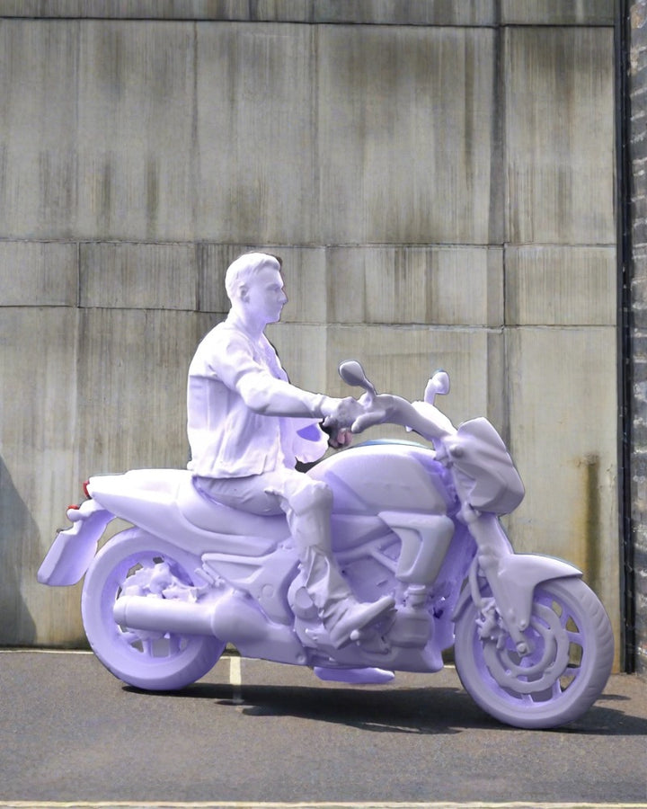 Motorcyclist Sitting On Motorbike Figure