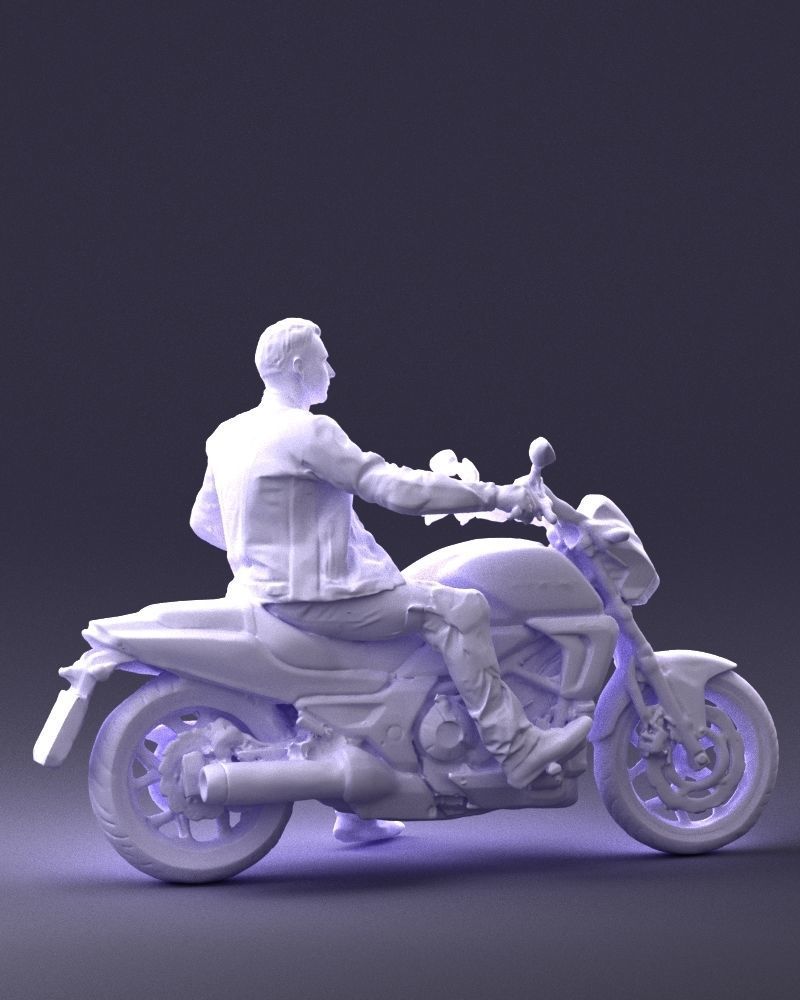 Motorcyclist Sitting On Motorbike Figure