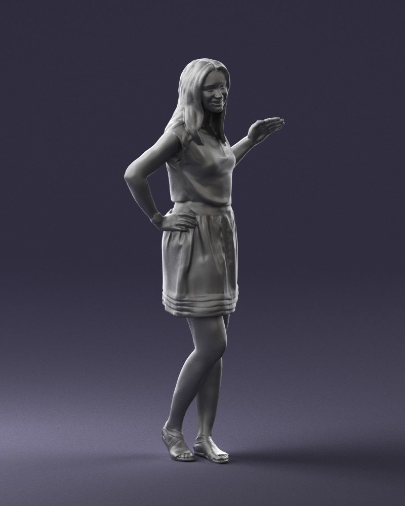 Smart Female In Dress Arm Up Figure