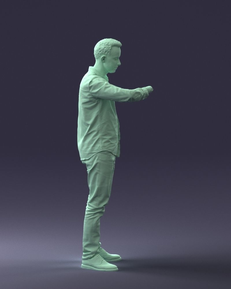 Male Checking Time On Watch Figure