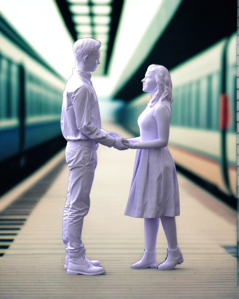 Young Couple Looking At Each Other Figure