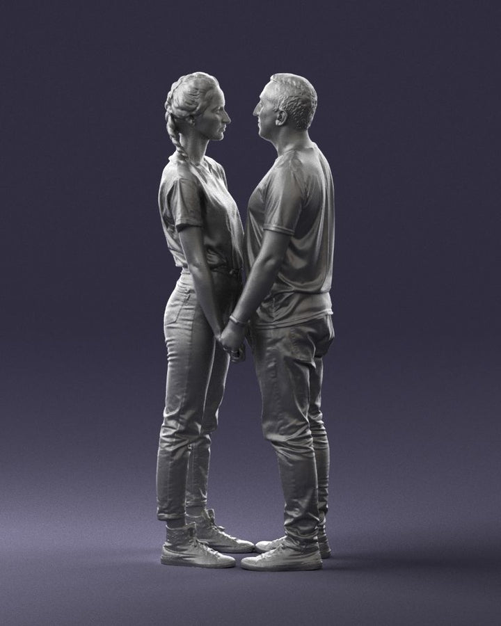 Young Couple Gazing At Each Other Figure