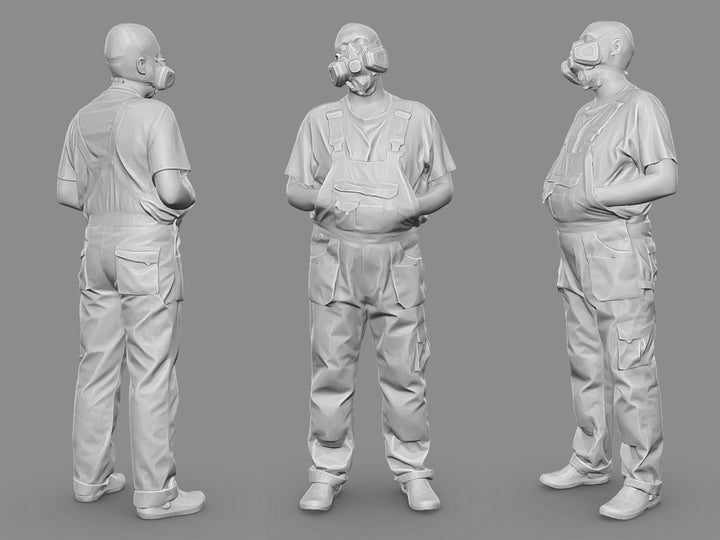 Dave The Builder In Respirator Plastering Figure