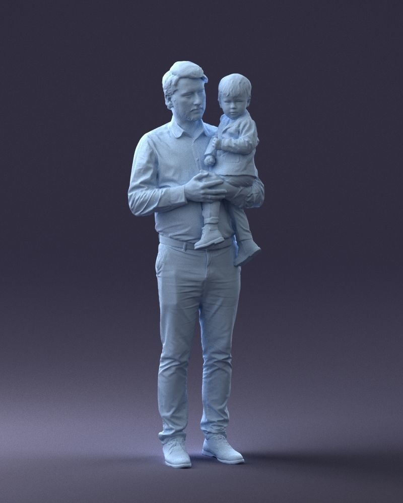 Dad Holding Son In Arms Figure