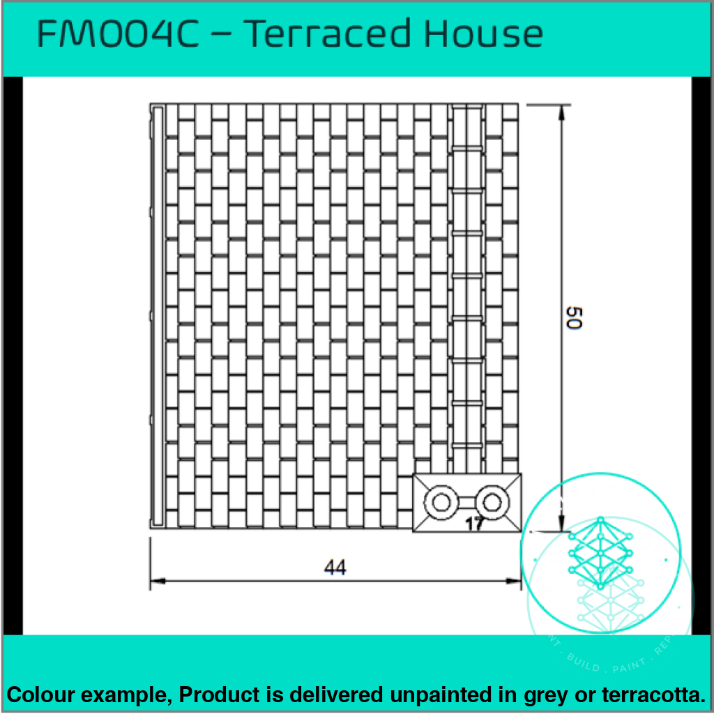 Fm004C – Low Relief Terrace House Oo/Ho Scale Oo Building