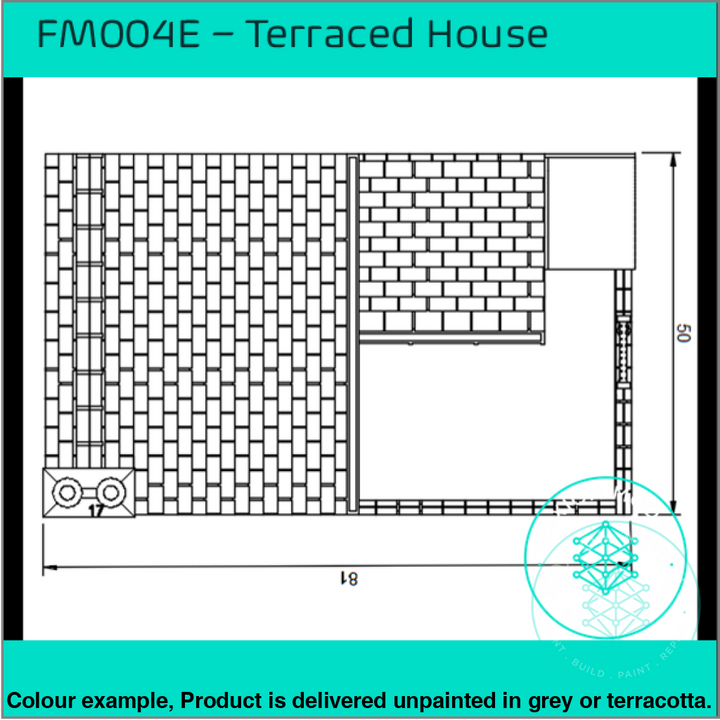 Fm004E – Low Relief Terrace House Oo/Ho Scale Oo Building