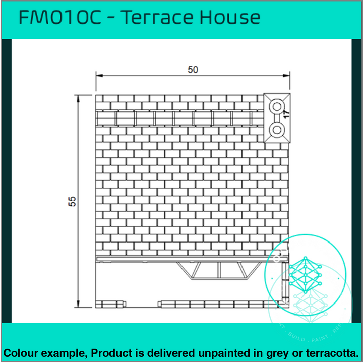 Fm010C – Low Relief Terrace House Oo/Ho Scale Oo Building