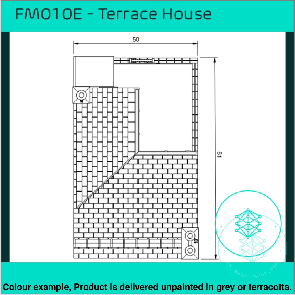 Fm010E – Low Relief Terrace House Oo/Ho Scale Oo Building