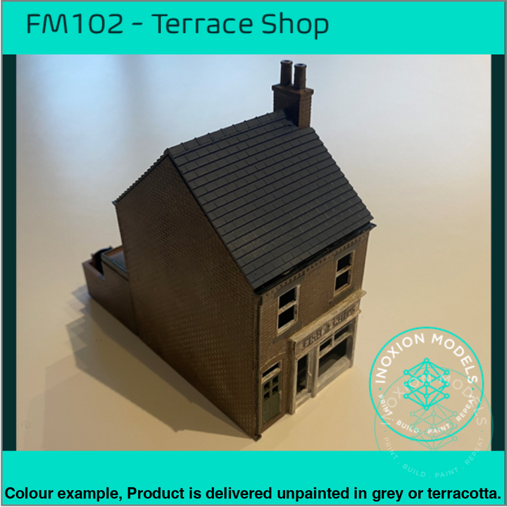 Fm102E – Low Relief Terrace Shop Oo/Ho Scale Oo Building