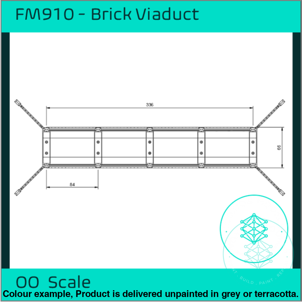 Fm910 – Single Track Brick Viaduct Oo Scale Building