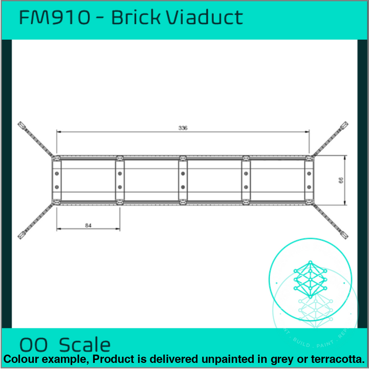 Fm910 – Single Track Brick Viaduct Oo Scale Building