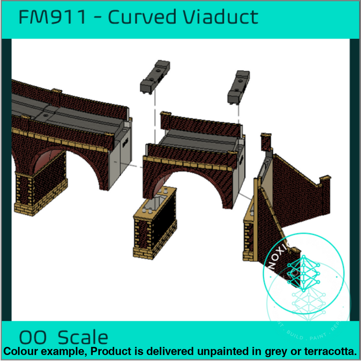 Fm911 – Single Track Curved Brick Viaduct Oo Scale Building