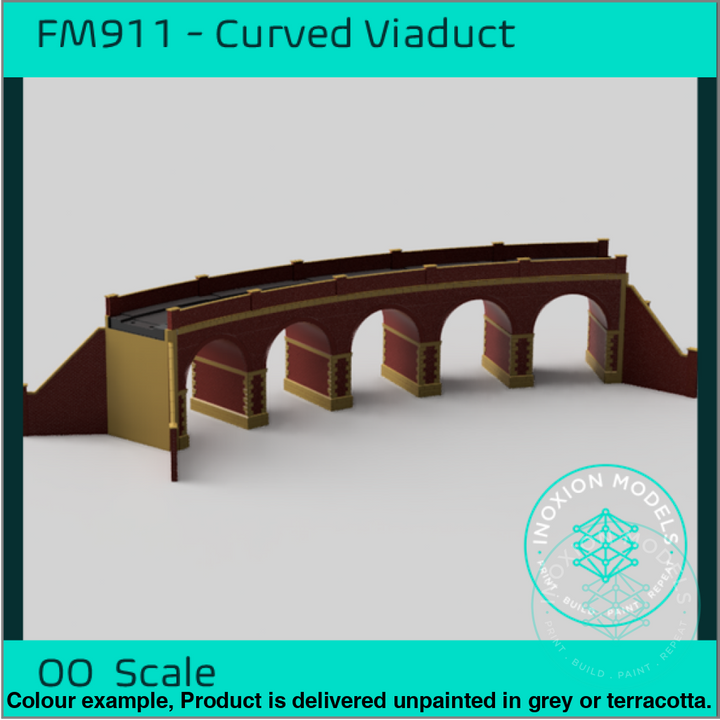 Fm911 – Single Track Curved Brick Viaduct Oo Scale Building