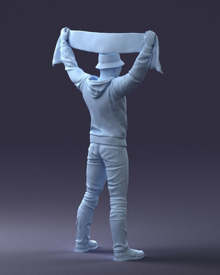 Football Fan Holding Team Scarf Figure